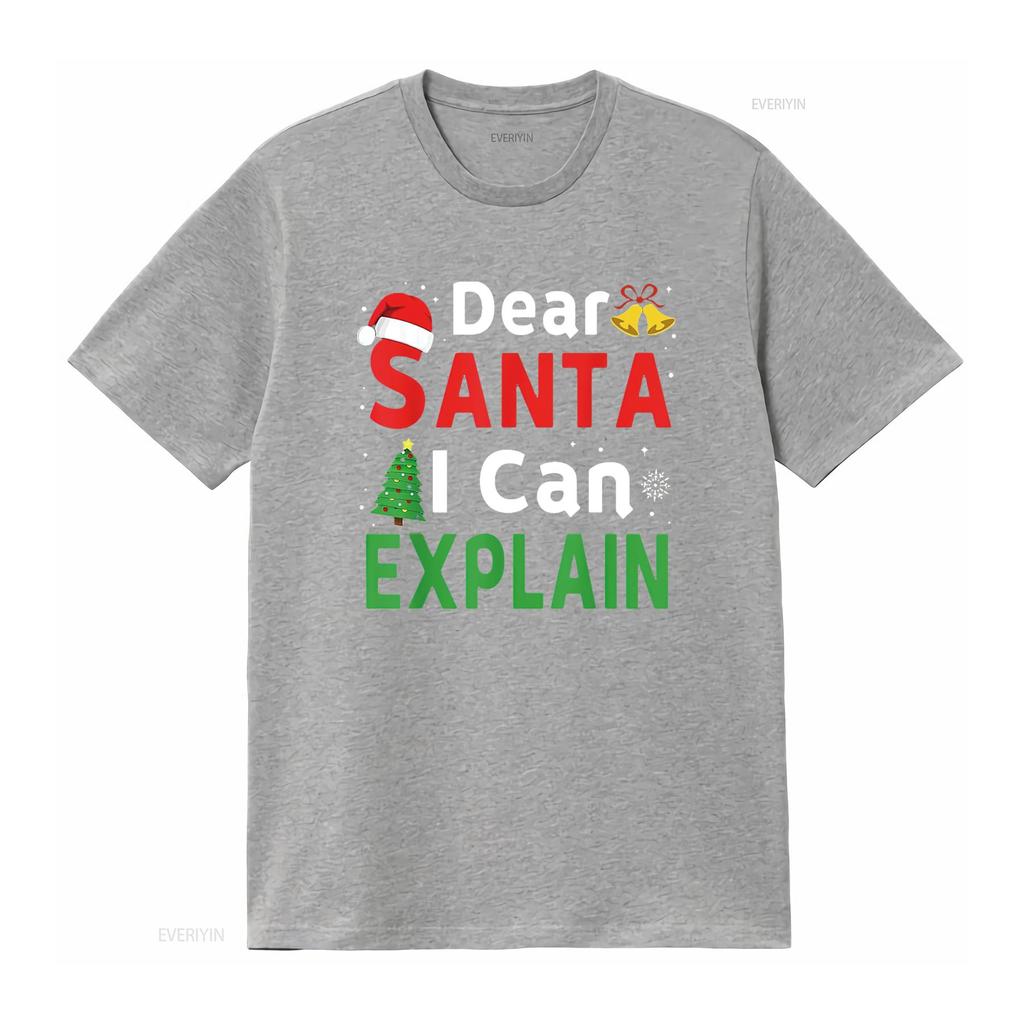 Dear Santa I Can Explain Funny Christmas Kids Xmas T Shirt Black vintage Washed Unisex designer clothes Slightly fashion