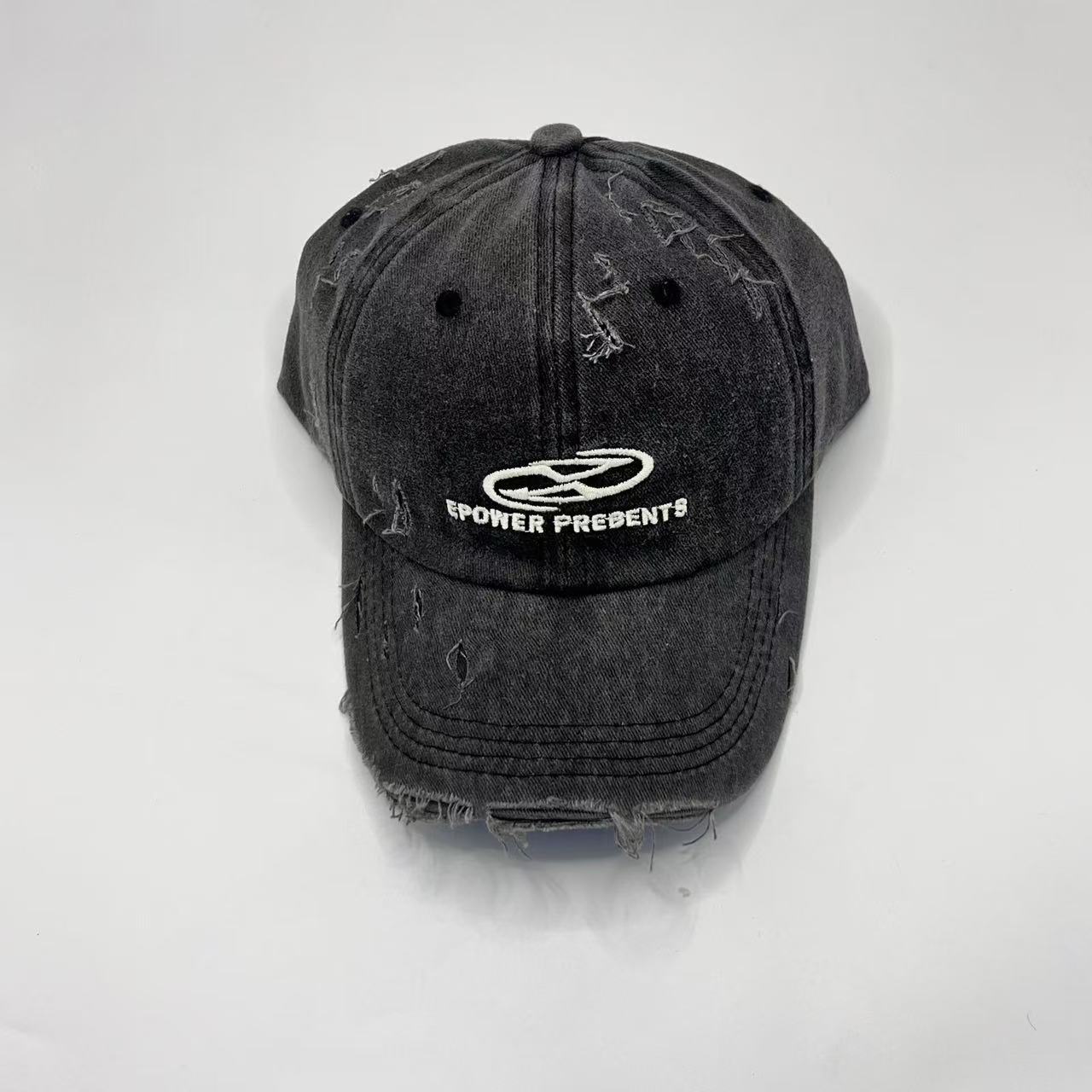 Hut Herren Street Old Zerrissen Denim Baseballkappe Damen Paar Trendige Marke Buchstabenstickerei Kappe Sommer adjustable black