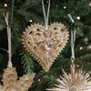 Champagne Gold Retro Snowflake and Heart Plastic Christmas Tree Ornaments