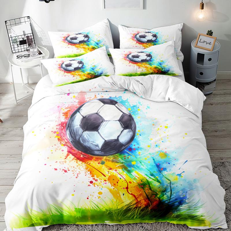 Football Series 3D Digital Printing Three-Piece Bedding Kit Bed Sheet Quilt Cover