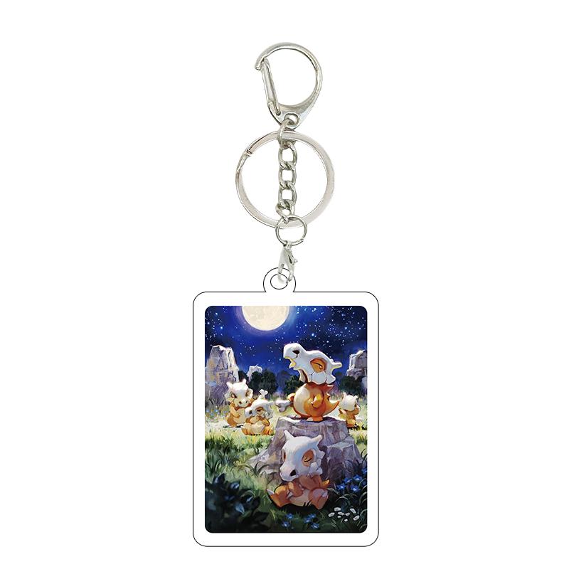Anime Cartoon Gengar Psyduck Mew Bulbasaur Anime Game Characters Acrylic Pendant PKM Ptcg Decor Key Chain Ring for Fans Gifts