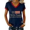 T-shirt a maniche corte con scollo a V con Stampa We the 250 Years of Print Flag Grafica Vestibilità Casual Top da Donna