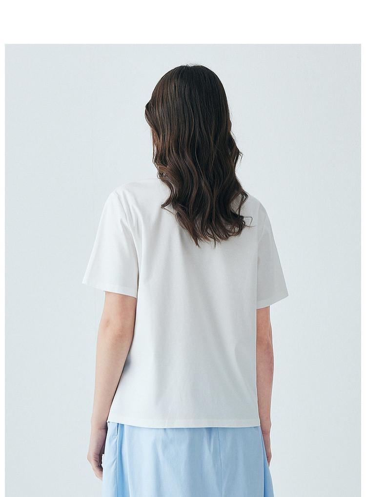 Kostengünstig einschließlich Maulbeerseide: Sommer-Rundhals-T-Shirt mit Buchstabenaufdruck, kurzärmelig, vielseitig, lässig, atmungsaktiv für Damen