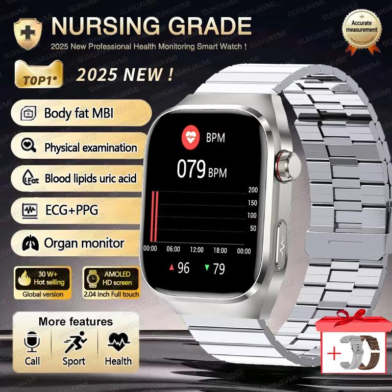 2025 New Blood Lipid Uric Acid Treatment Smart Watch Men ECG+PPG Heart Rate Sports HD Call Health Track for Samsung Smartwatch