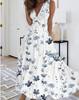 2023 Women's Summer V-Neck High Waist Sleeveless Printed Dress