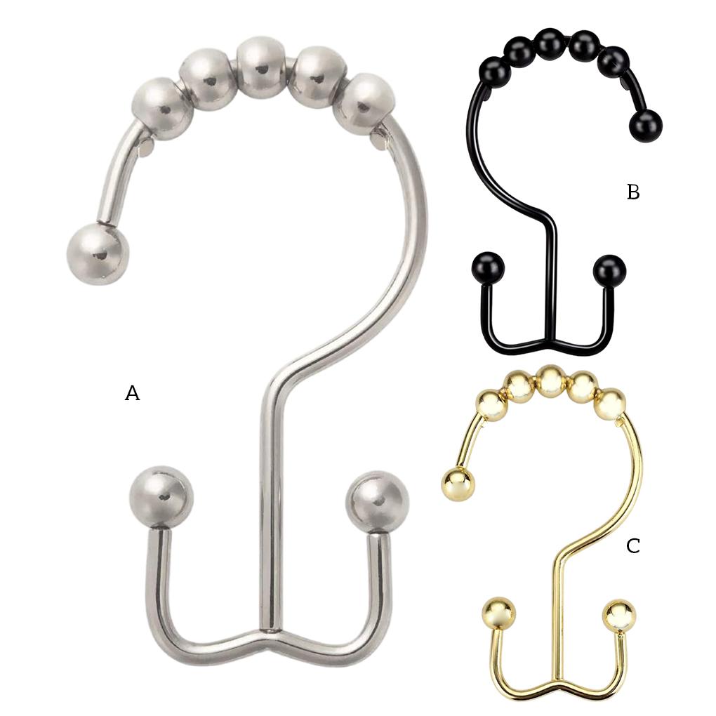 12 Pieces Shower Curtain Hooks Drape Hangers Bathing Liners Washroom Bathtub Clip Rings Household Farmhouse Accessories