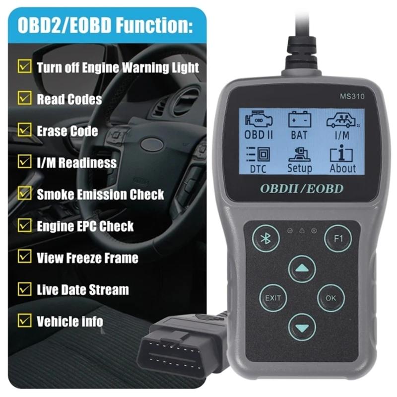 2.4in Display OBDII Scanner Car Fault Code Reader Battery Tester with Readiness OBDII Diagnostic Scanner