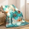 Elegant Blue Floral Flannel Throw Blanket with Dewdrop Accents - Lightweight Soft And Warm for Sofa Office Or Camping - Digital Pr