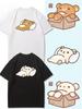 Cartoon Anime Rilakkuma T Shirt Couple Clothes Novelty Trend Women Printed Tee 100cotton Short Sleeve Graphic T Shirts