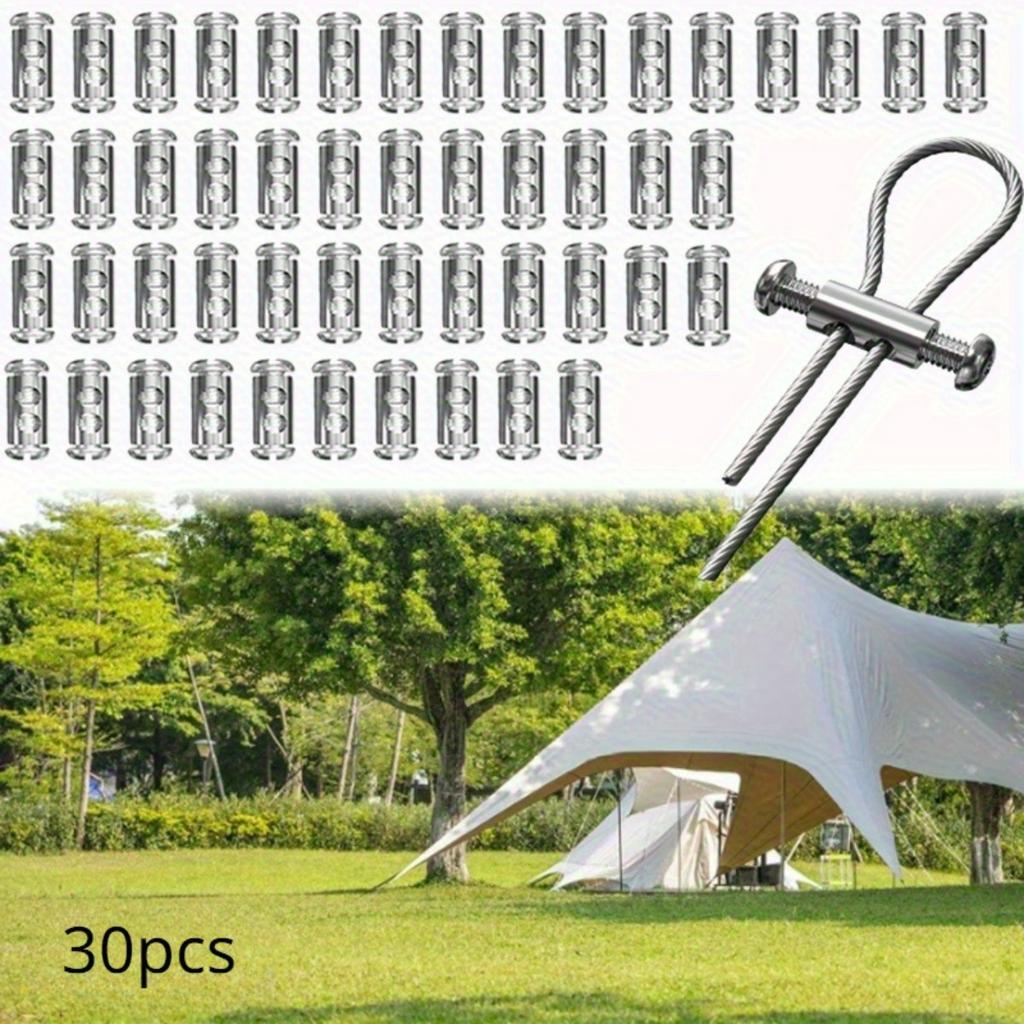 30pcs Stainless Steel Wire Rope Clamps with Screws - Double Hole Cable Crimping Ring Accessories, Adjustable and Reusable, Ideal for 1-2.5mm Steel