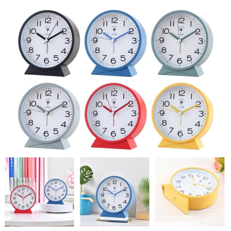 Quiet Movement Kids Alarm Clock with Arabic Numerals Modern Minimalists Battery Operated Table Clock for Student Gift