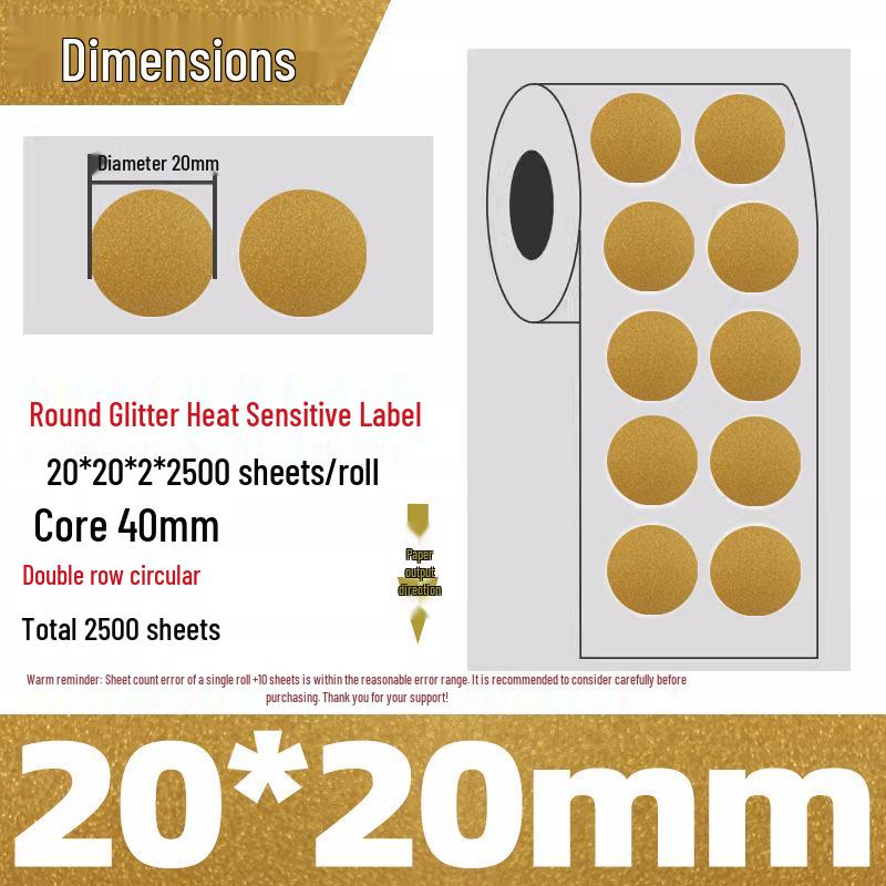 Gold Thermal Adhesive Round Sticker Paper for Lunch Box & Food Retention Labels