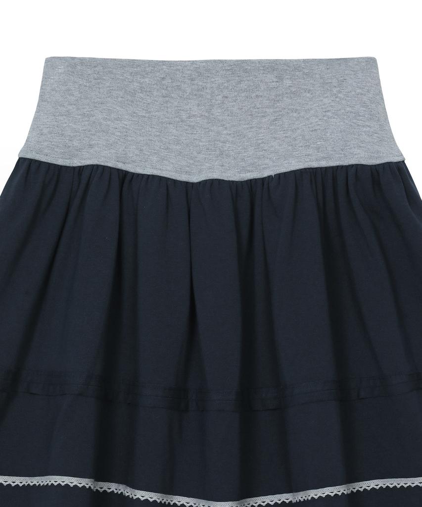 Baup Lace Shirred Skirt [Navy]