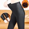 Women's Glossy High-Waisted Fleece-Lined Slimming Stirrup Leggings Cotton Pants