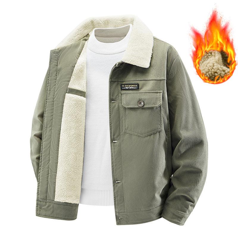 Autumn Winter Men Corduroy Fleece Jackets Warm Parkas Male Outwear Casual Coats Male Tooling Jackets