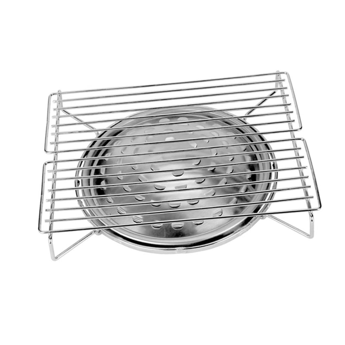 

Portable portable barbecue grill for home use. Easy to use on gas stoves and gas cooktops. Compact and easy to store camping grill.