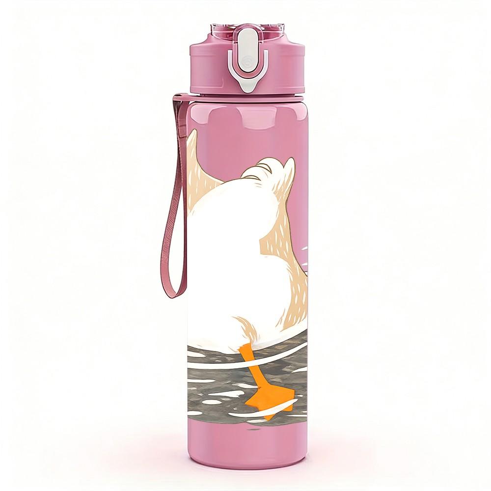 1PC Swan Bird Water Scene Art Print 750ml Color Plastic Sports Water Bottle Leakproof Flip Straw Lid Suitable for Sports Office Home Use