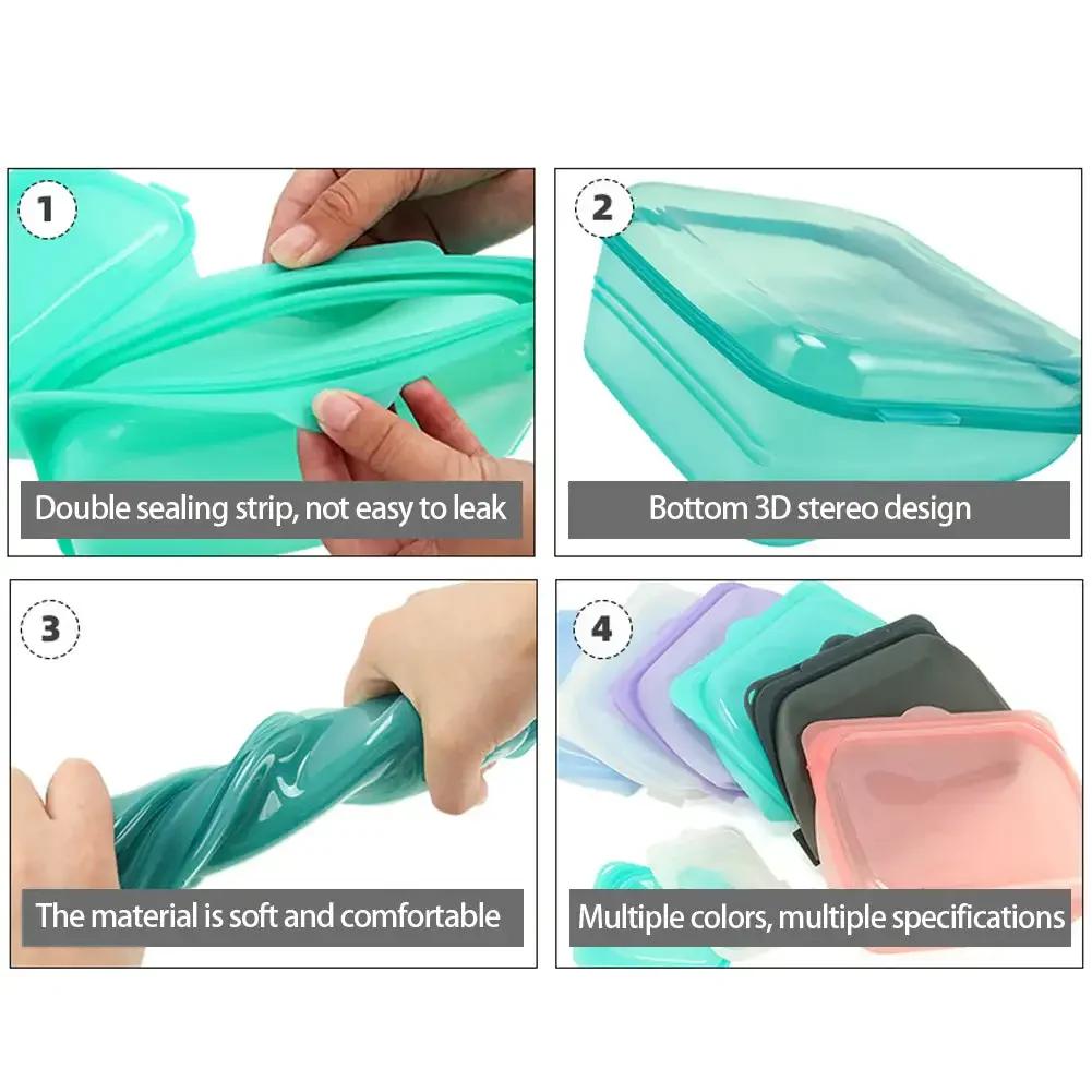 1 buc. Pungă Alimentară Reutilizabilă din Silicon, Container Alimentar pentru Congelator, Rezistent la Căldură, Etanș, Pungi pentru Păstrarea Prospețimii, Pungi de Sigilare pentru Sub-ambalare