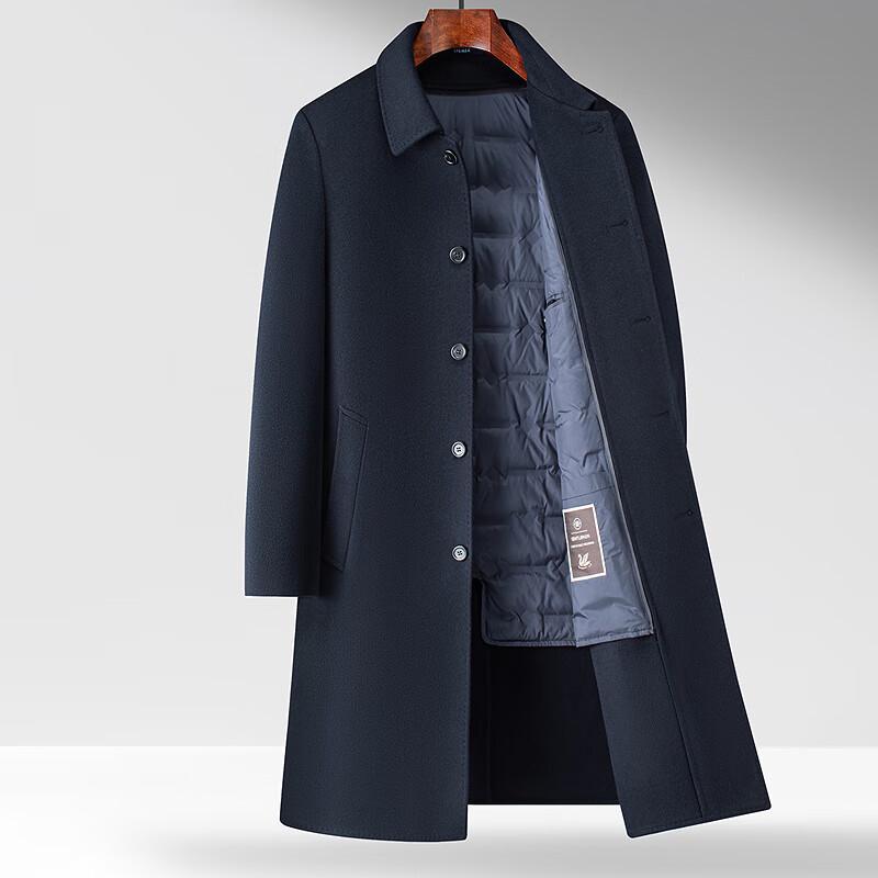 FAPAI Men's Long Business Wool Blend Overcoat