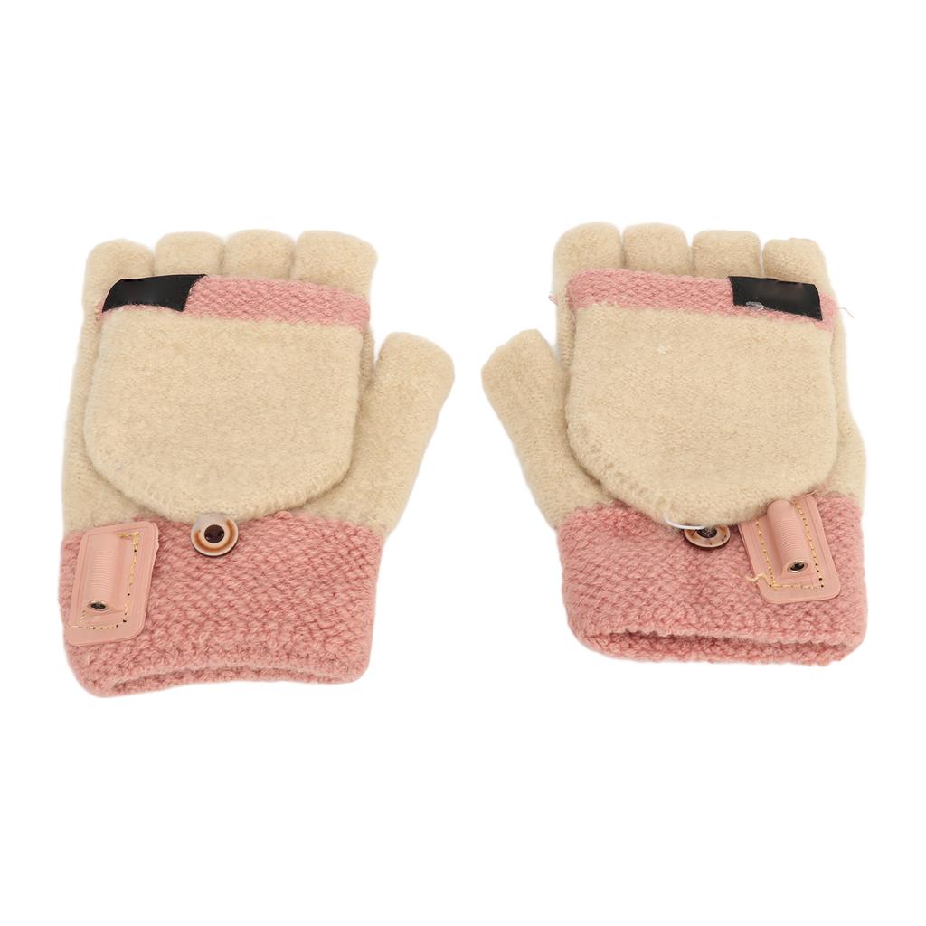 1Pair USB Heated Gloves Adjustable Temperature Electric Heated Gloves for Ski Hiking Cycling 5V Pink