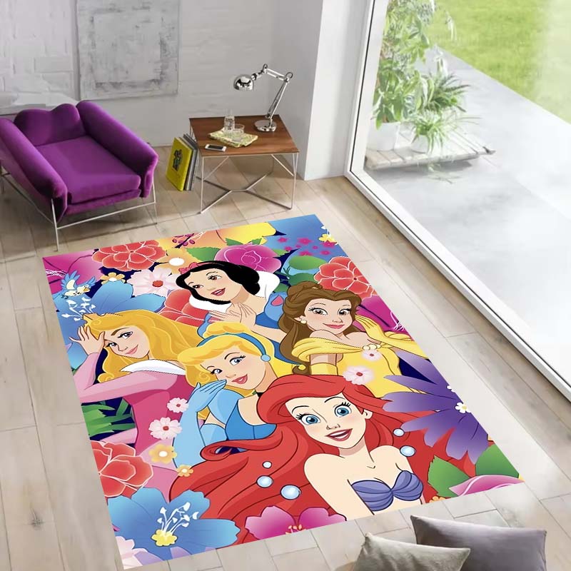 Multiple styles of Disney princess-themed rugs: Dreamy party rugs, large-area non-slip, washable mats, suitable for playrooms,