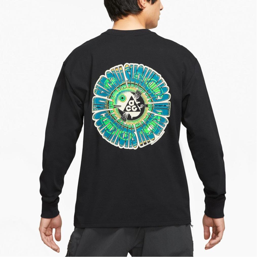 Nike Fun Letter Print Long Sleeve Crew Neck Sweatshirt Men Tops Black DH3330-010