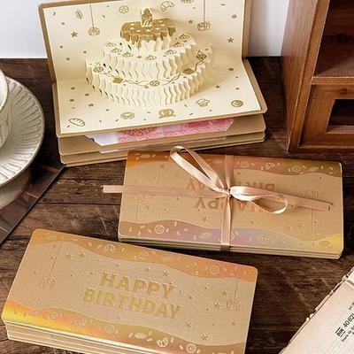 3D Birthday Red Envelope Greeting Card Foldable Birthday Red Envelope New Year's Money Red Envelope Multiple Card Slots