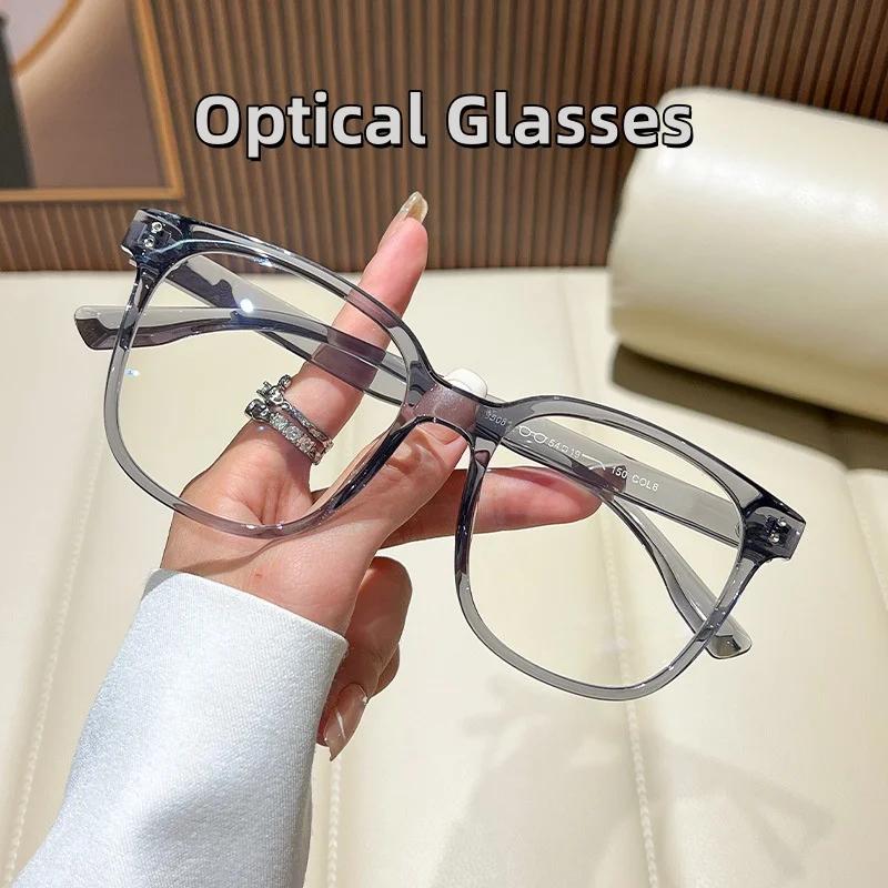 New Square Frame Blue Light Blocking Glasses  Women Trendy Large Frame Eyeglasses Men Anti Blue Light Computer Plain Glasses