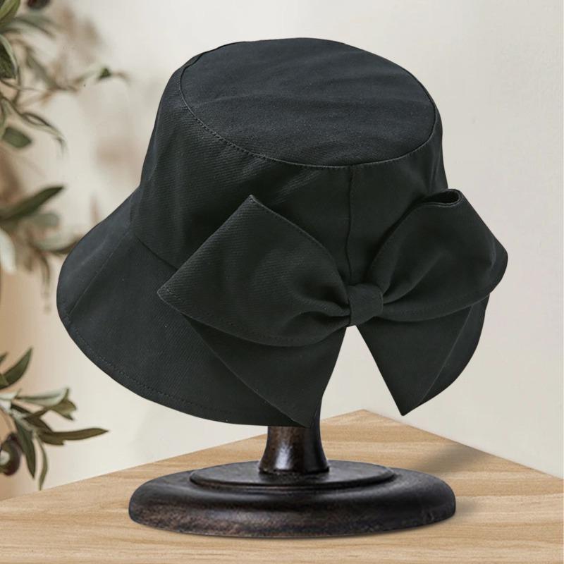 Sunscreen Bow Basin Hat Bucket Hat Women's Black Summer Sunshade Travel Sun Hat