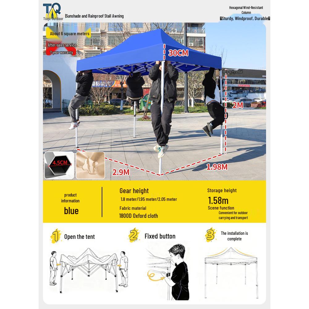 Retractable Four-Legged Canopy Tent: Sunshade & Rainproof Folding Umbrella for Outdoor Use.