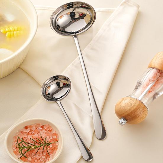 Rustfritt Stål Skje Stor Varmgryte Suppeøse Ramen Nudler Øse Langt Håndtak Spiseskje Kjøkkenredskap