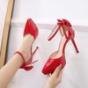 French Style Thin Stiletto Pumps 2026New Bow Design Versatile European Sexy Shallow Mouth Pointed Toe Women Dress Shoes WZ-F1315-6