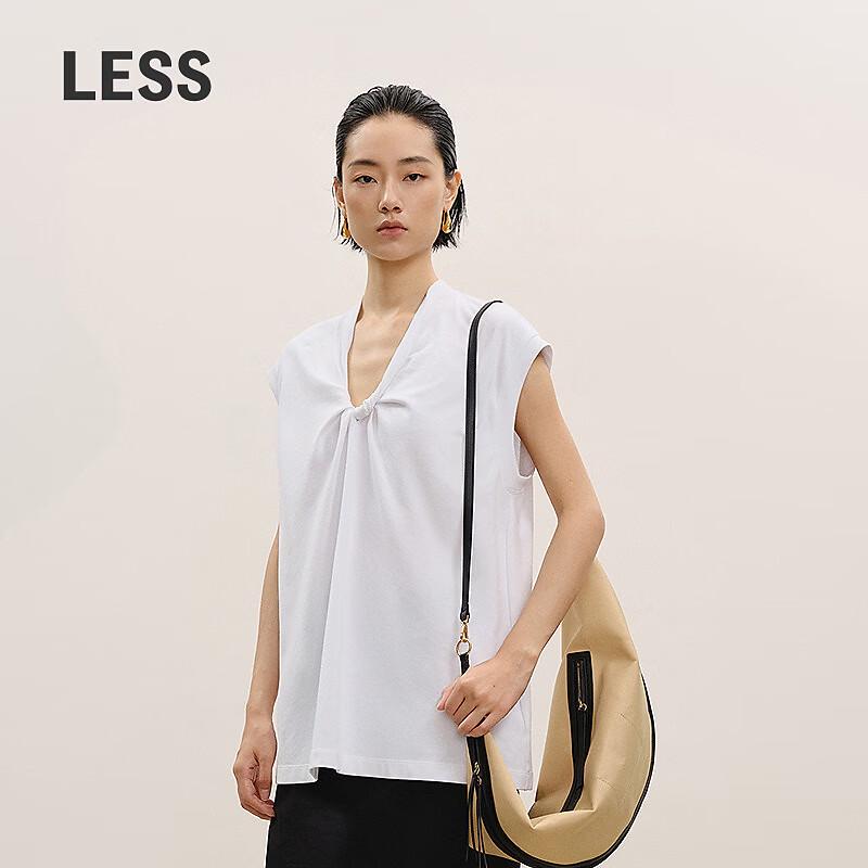 LESS Women s V-Neck Sleeveless Cotton T-Shirt S
