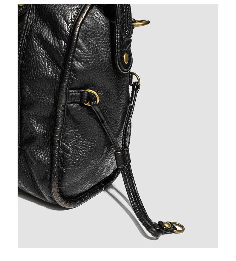 2025 French Retro Washed Shoulder/Crossbody Tote - Women's Large Capacity Motorcycle Bag