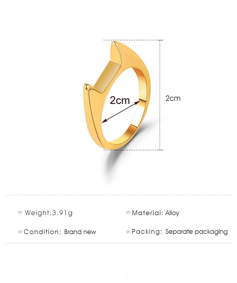 Cute Fashion Alloy Cat Ear Shape Ring for Couple Rings Friend Finger Rings Jewelry Personality Creativity Party Gift