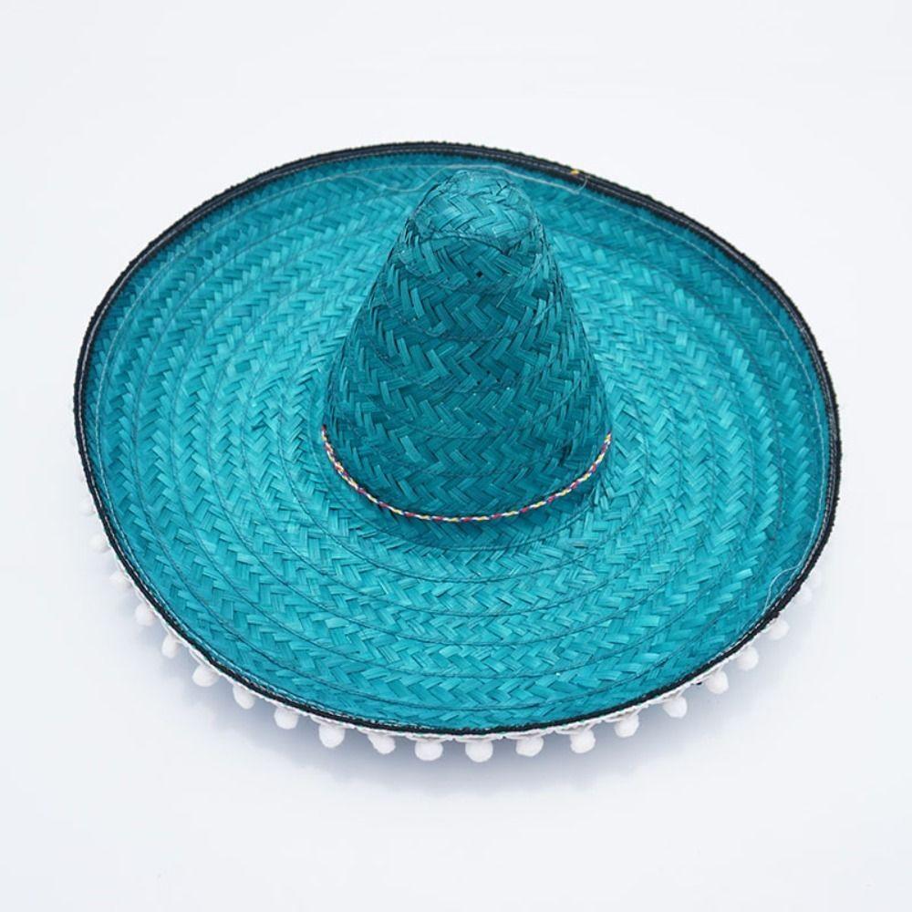 Natural Straw Mexican Party Hat Wide Brim Carnival Sombrero Summer Mexican Straw Hats Party Decor