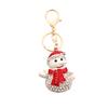 Keychain Pendant Sparkling Rhinestones Santa Claus Design Metal Keyring Decorative Key Holder Friends Bag