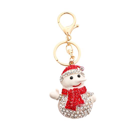 Keychain Pendant Sparkling Rhinestones Santa Claus Design Metal Keyring Decorative Key Holder Friends Bag
