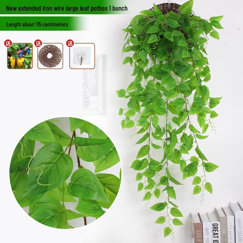 Artificial Pothos & Spider Plant Rattan Vine Wall Hanging for Indoor/Outdoor Decor