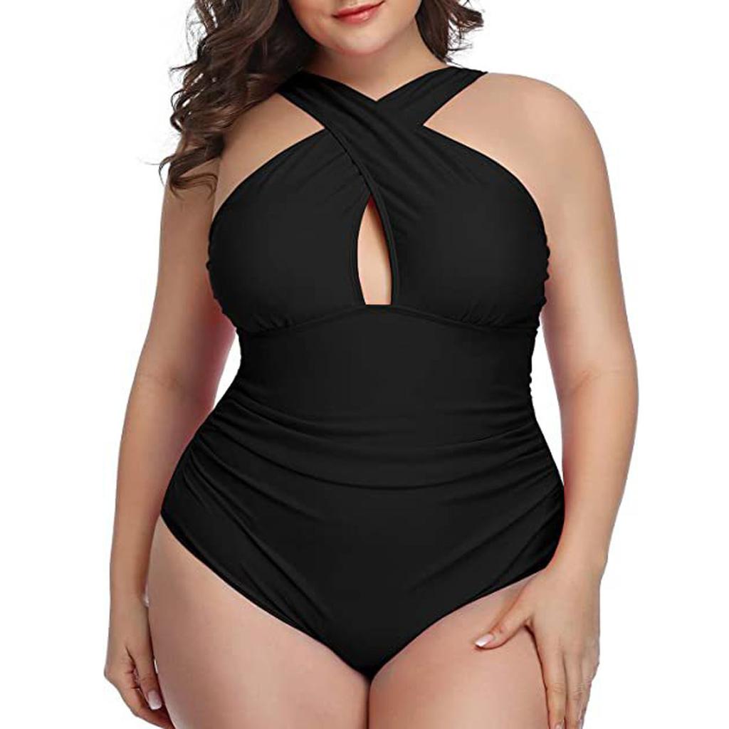 Women's Fashion Color Sexy Hollow Open Back Bikini Swimsuit Split Swimsuit