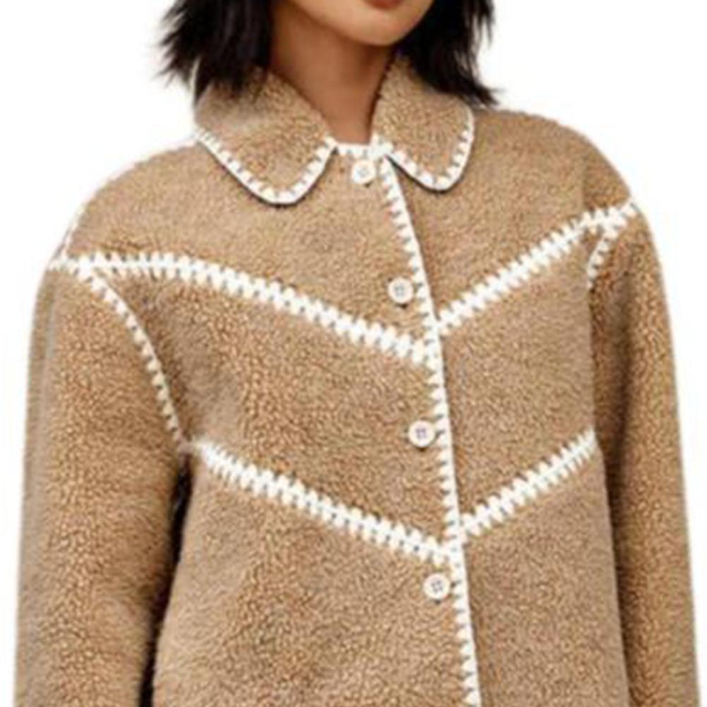 UGG SS25 Single Button Color Block Long Sleeve Jacket Women jackets Beige Gray 1167382