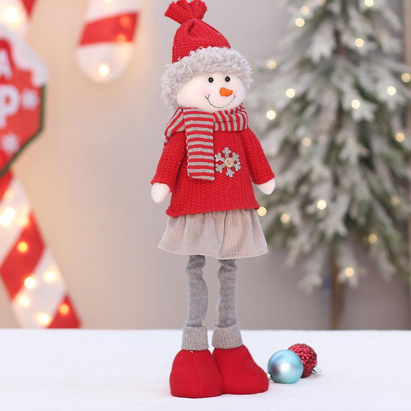 Christmas new red knitted fabric sitting and retractable old man snowman elk doll set decoration ornament