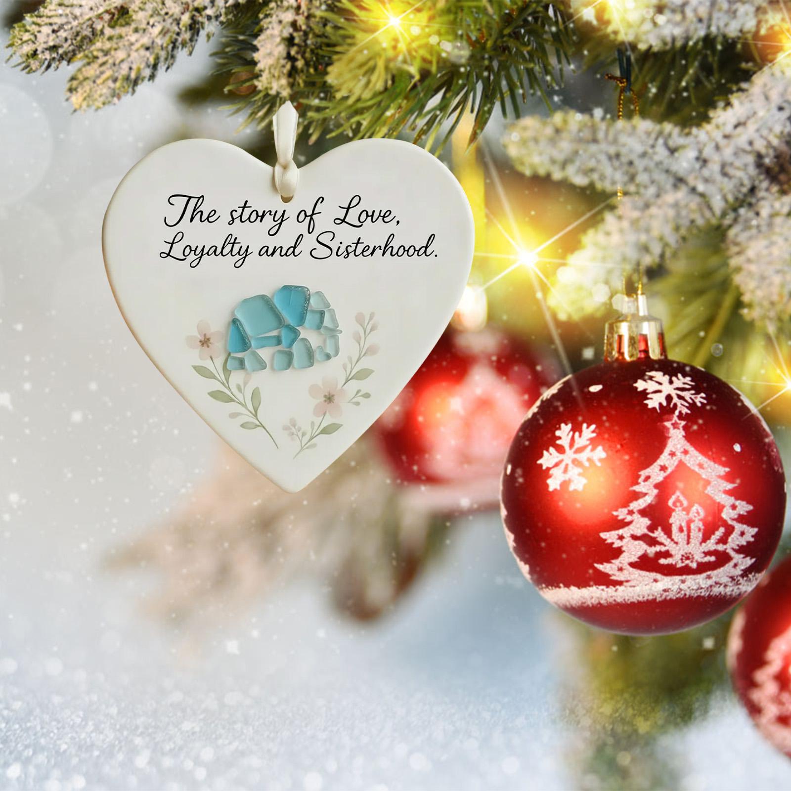 

2D Heart-Shaped Sea Glass Friendship Decor Friendship Heart Keepsake Friendship Heart Ornament For Christmas Tree Hanging Ornaments One Size