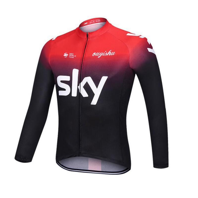 Mens Cycling Jersey Set Long Sleeve Slim Fit Mountain Road Bike Apparel Quick Dry Breathable UV Protection