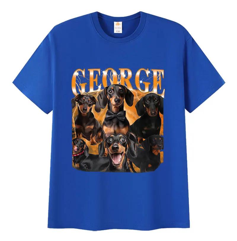 George Dog Funny Meme Graphic T Shirt Men Casual Fashion Cotton Short Sleeve T-shirts Unisex Vintage High Quality Cotton T-shirt
