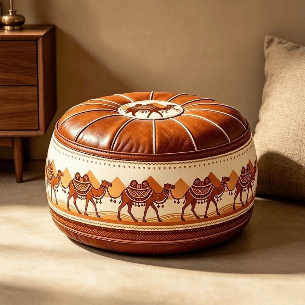 PU Leather Boho Style Seat Cushion Cover Unstuffed Storage Leg Bench Sofa Stool Cover  Balcony