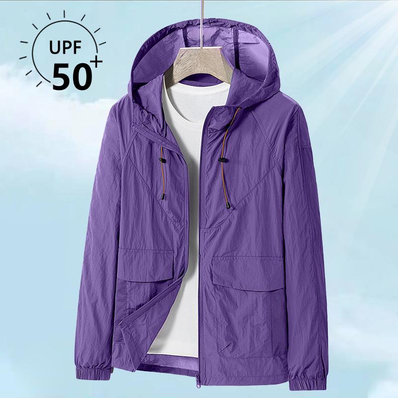 

Upf 50+ Unisex Light Breathable Outdoor Waterproof Coat Sun Uv Quick Dry Protectionacket Hooded Soft Jackets M фиолетовый