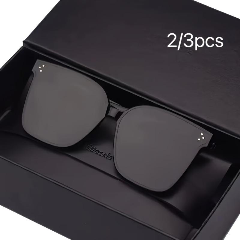 2/3 Pieces Men's and Women's Large Square Fashion Glasses - Anti Glare Fashion Glasses Suitable for Driving and Beach Travel