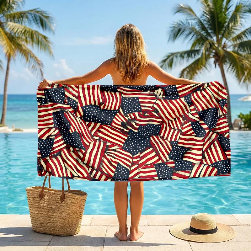 Amerikanische Flagge Mode Strandtuch: Ideal für Sommerabenteuer Weich, saugfähig und schnell trocknend geeignet zum Schwimmen und Baden