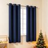Solid Navy Blue Blackout Curtains Bedroom Living Room Modern Minimalist Style Rod Pocket Panel Set
